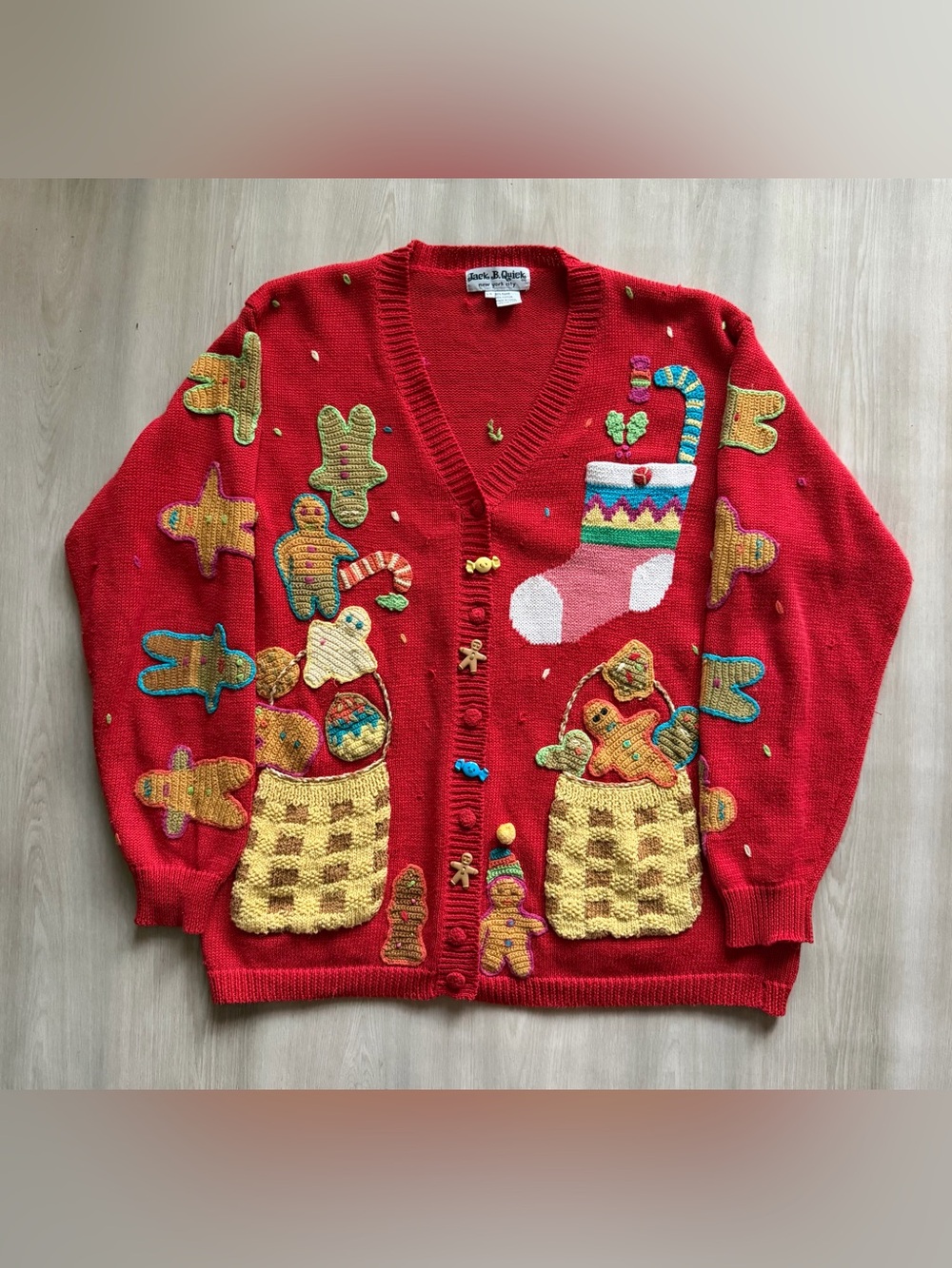 Vintage Jack B Quick Ugly Christmas Sweater/Cardigan Sz L